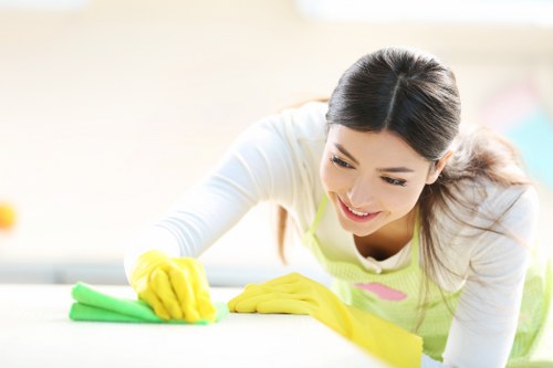 Local carpet cleaners inspecting carpet condition in SW14