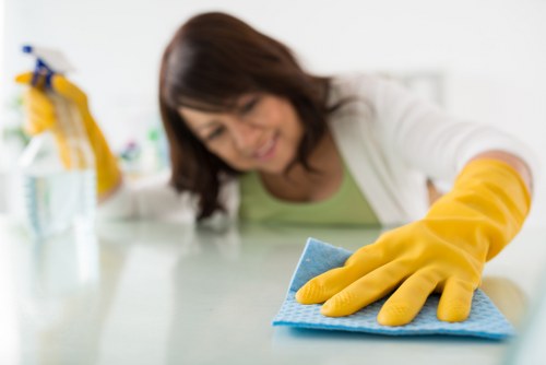 Carpet cleaning process in progress with stain treatment